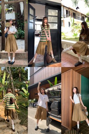 3D Pleated A-Line Half Skirt for Women - High-Waisted Slim Design for Summer 2025, Unique Pleated Style, Trendy Fashion Staple