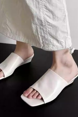 4.5cm Wedge Sandals - One-Strap Low-Heeled Mules, Versatile Slip-On Slippers for Effortless Summer Style
