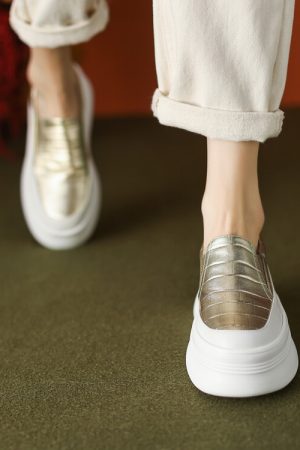 6 cm Thick-Soled Round Toe Italian-Style Soft Sole Shoes for Comfort - Genuine Leather Spring 2024 Footwear Trend