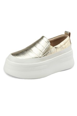 6 cm Thick-Soled Round Toe Italian-Style Soft Sole Shoes for Comfort - Genuine Leather Spring 2024 Footwear Trend