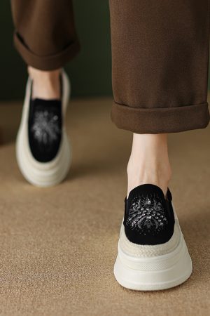 6 cm Thick-Soled Slip-On Loafers for Women - Italian-Style Genuine Leather Soft Sole Comfortable Footwear