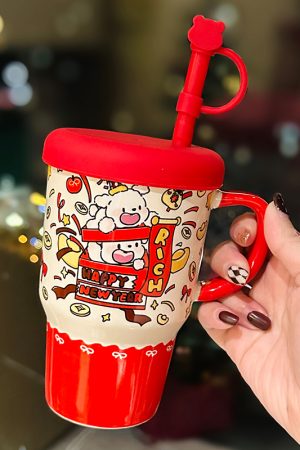 800ml Ceramic Straight Body Mug - Extra Large Capacity, Aesthetic Design, Perfect Gift for Girls and Friends, Stylish Straw Water Cup