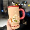 800ml Ceramic Straight Body Mug - Extra Large Capacity, Aesthetic Design, Perfect Gift for Girls and Friends, Stylish Straw Water Cup