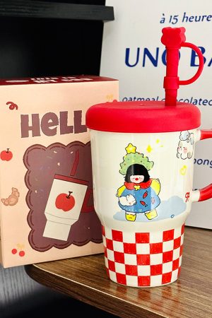 800ml Ceramic Straight Body Mug - Extra Large Capacity, Aesthetic Design, Perfect Gift for Girls and Friends, Stylish Straw Water Cup