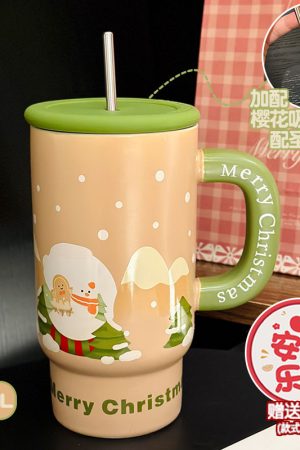 800ml Ceramic Straight Body Mug - Extra Large Capacity, Aesthetic Design, Perfect Gift for Girls and Friends, Stylish Straw Water Cup