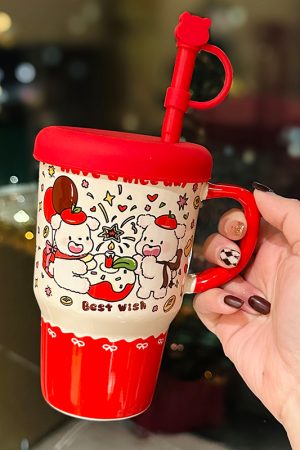 800ml Ceramic Straight Body Mug - Extra Large Capacity, Aesthetic Design, Perfect Gift for Girls and Friends, Stylish Straw Water Cup