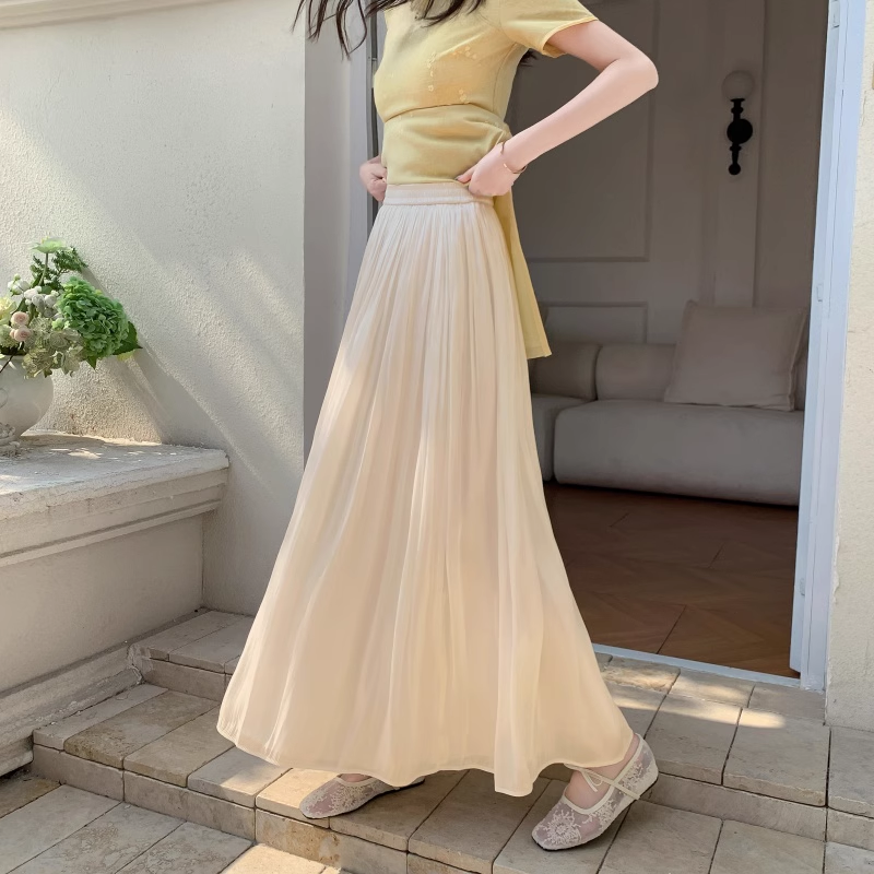 A-line Long Dress with Slip Under Qipao, Flowing Hem, Elastic Waist, Vintage Versatile Design, Slimming Fit, Perfect for Any Occasion A-line Long Dress with Slip Under Qipao, Flowing Hem, Elastic Waist, Vintage Versatile Design, Slimming Fit, Perfect for Any Occasion