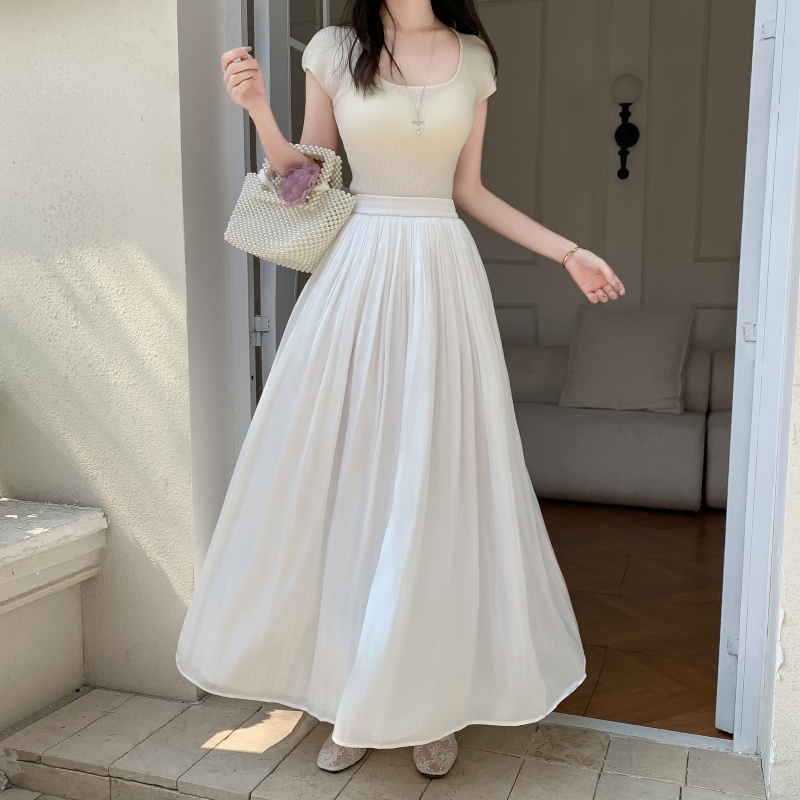 A-line Long Dress with Slip Under Qipao, Flowing Hem, Elastic Waist, Vintage Versatile Design, Slimming Fit, Perfect for Any Occasion A-line Long Dress with Slip Under Qipao, Flowing Hem, Elastic Waist, Vintage Versatile Design, Slimming Fit, Perfect for Any Occasion
