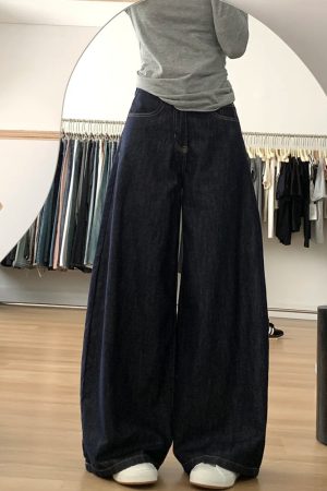 A-Line Wide-Leg Denim Pants for Women, Loose Fit, Casual Style, Flattering for Pear-Shaped Figures, 2025 Trendy Fashion