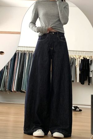 A-Line Wide-Leg Denim Pants for Women, Loose Fit, Casual Style, Flattering for Pear-Shaped Figures, 2025 Trendy Fashion