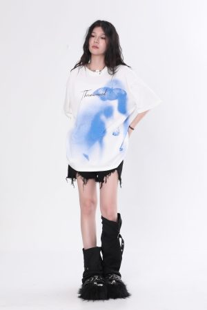 Abstract Butterfly Graphic Short Sleeve T-Shirt for Women - Trendy Hip-Hop Loose Fit Tee Inspired by Nature and Niche Designs