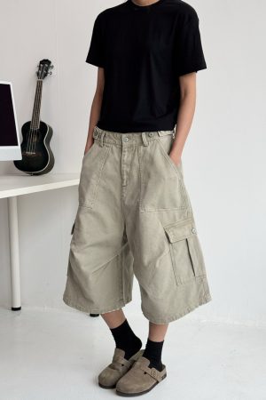 Adjustable Waistband Button Work Shorts for Men & Women - Casual Loose Fit Straight Shorts for Everyday Wear