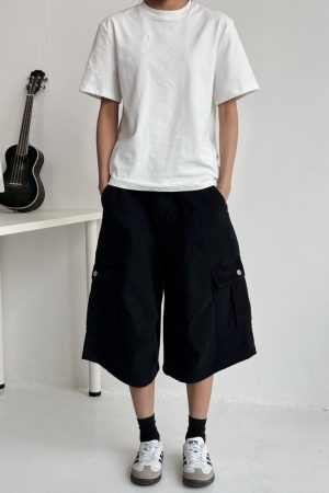 Adjustable Waistband Button Work Shorts for Men & Women - Casual Loose Fit Straight Shorts for Everyday Wear