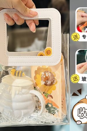 Adorable Bee Ceramic Mug with Lid & Spoon, Cute Coffee Cup for Girls, Perfect Birthday Gift for Best Friends