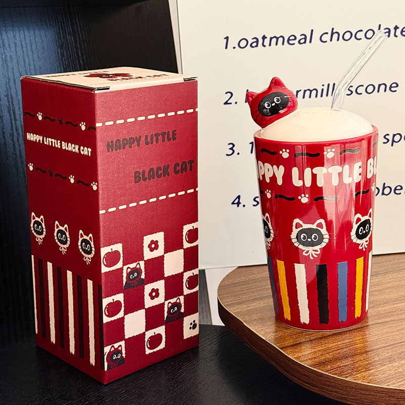 Adorable Cat Ceramic Mug with Straw, Perfect Gift for Girls, Best Friend Birthday Present, Cute Party Favor Adorable Cat Ceramic Mug with Straw, Perfect Gift for Girls, Best Friend Birthday Present, Cute Party Favor