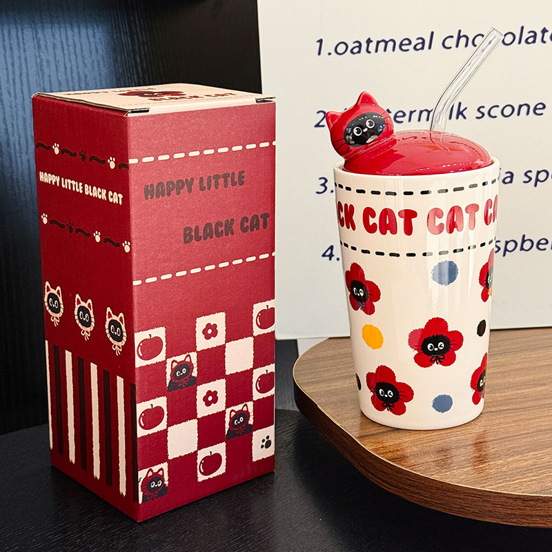 Adorable Cat Ceramic Mug with Straw, Perfect Gift for Girls, Best Friend Birthday Present, Cute Party Favor Adorable Cat Ceramic Mug with Straw, Perfect Gift for Girls, Best Friend Birthday Present, Cute Party Favor