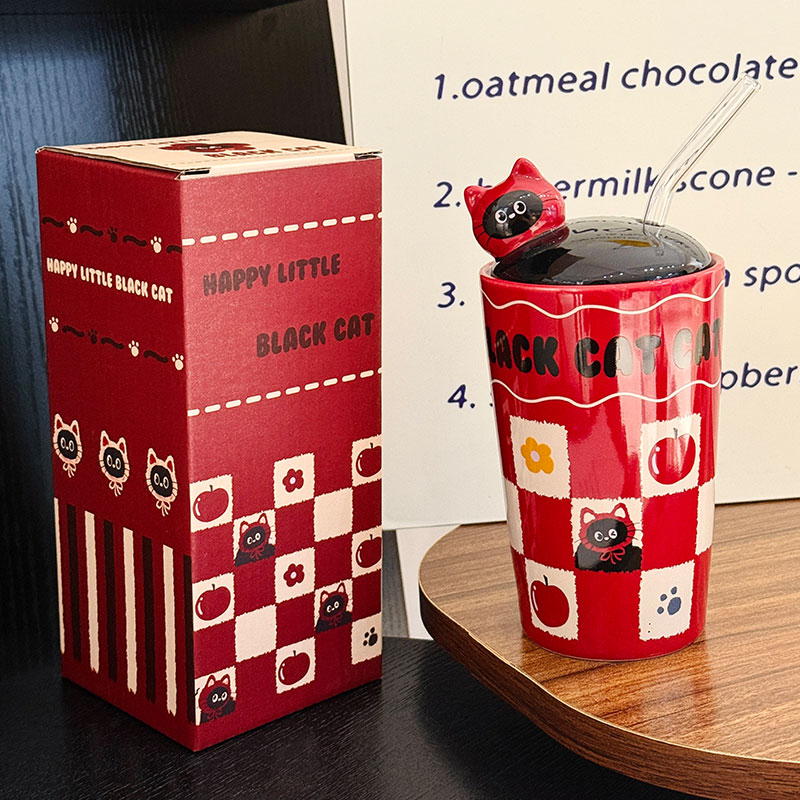 Adorable Cat Ceramic Mug with Straw, Perfect Gift for Girls, Best Friend Birthday Present, Cute Party Favor Adorable Cat Ceramic Mug with Straw, Perfect Gift for Girls, Best Friend Birthday Present, Cute Party Favor