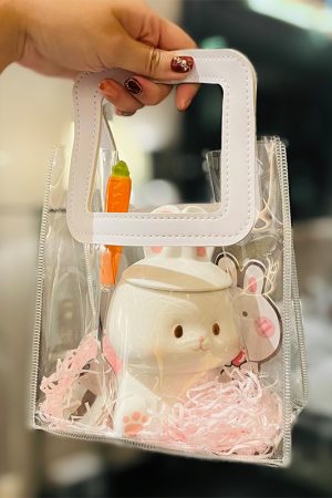 Adorable Ceramic Rabbit-Shaped Mug with Lid and Spoon - Perfect for Dorms, Water, Coffee, and Tea Lovers