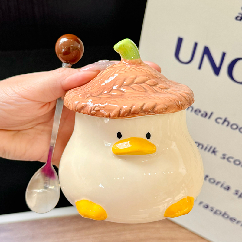 Adorable Yellow Duck Ceramic Mug with Lid – Cute Fun Water Cup for Girls, Perfect Gift for Animal Lovers and Home Decor Adorable Yellow Duck Ceramic Mug with Lid – Cute Fun Water Cup for Girls, Perfect Gift for Animal Lovers and Home Decor