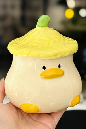 Adorable Yellow Duck Ceramic Mug with Lid â€“ Cute Fun Water Cup for Girls, Perfect Gift for Animal Lovers and Home Decor