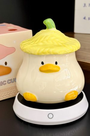 Adorable Yellow Duck Ceramic Mug with Lid – Cute Fun Water Cup for Girls, Perfect Gift for Animal Lovers and Home Decor