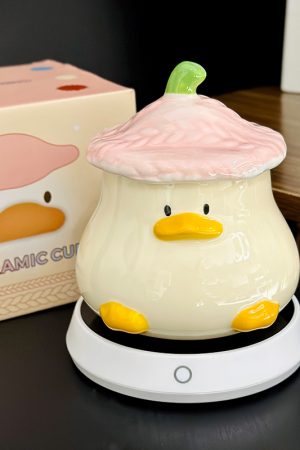 Adorable Yellow Duck Ceramic Mug with Lid – Cute Fun Water Cup for Girls, Perfect Gift for Animal Lovers and Home Decor