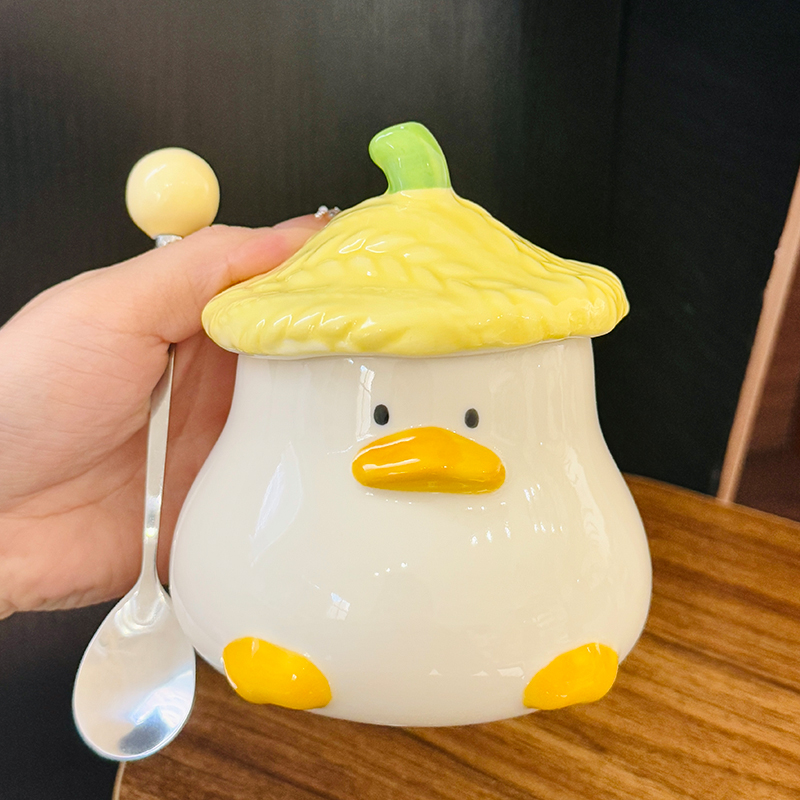 Adorable Yellow Duck Ceramic Mug with Lid – Cute Fun Water Cup for Girls, Perfect Gift for Animal Lovers and Home Decor Adorable Yellow Duck Ceramic Mug with Lid – Cute Fun Water Cup for Girls, Perfect Gift for Animal Lovers and Home Decor