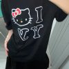 Age-Reducing Cute Kitty Print Heavyweight Cotton Short Sleeve T-Shirt - Irresistible Korean Niche Design