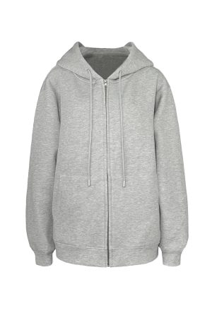 Air Layer Profile Loose Hooded Zip-Up Sweatshirt Jacket for Casual Y2K Style