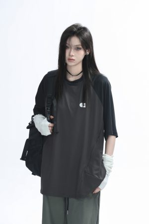 American Quick-Dry Oversized Women's Sports T-Shirt, Loose-Fitting Raglan Half-Sleeve for Summer, Casual Outdoor Style