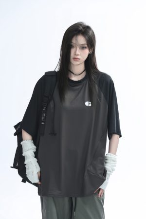 American Quick-Dry Oversized Women's Sports T-Shirt, Loose-Fitting Raglan Half-Sleeve for Summer, Casual Outdoor Style