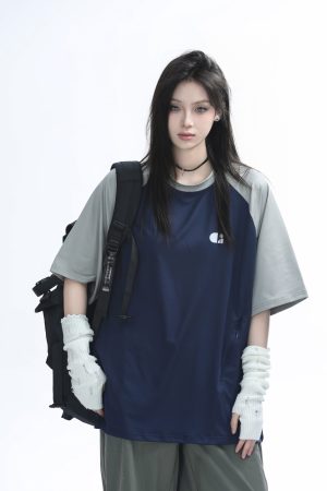 American Quick-Dry Oversized Women's Sports T-Shirt, Loose-Fitting Raglan Half-Sleeve for Summer, Casual Outdoor Style