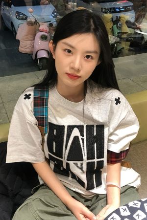 American Retro 2025 Summer Women's Short Sleeve Letter Embroidery Round Neck T-Shirt Casual Loose Fit Trendy Top