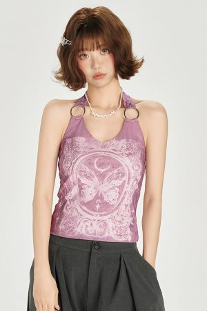 American Retro Backless Halter Tank Top for Women - Slimming, Waist-Cinching Summer Design