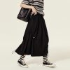American Retro Black A-Line Half Skirt for Women, Summer Asymmetric Drawstring Design, Hip-Covering Umbrella Style