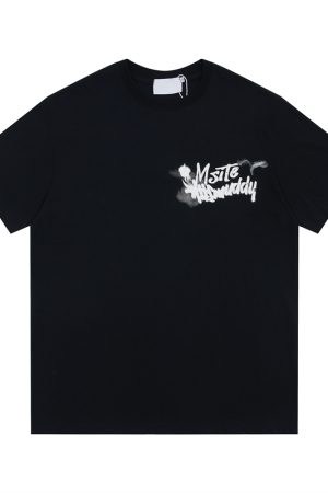 American Retro Blurry Letter Short Sleeve T-Shirt for Men and Women - Heavyweight Pure Cotton Summer Couple Tee