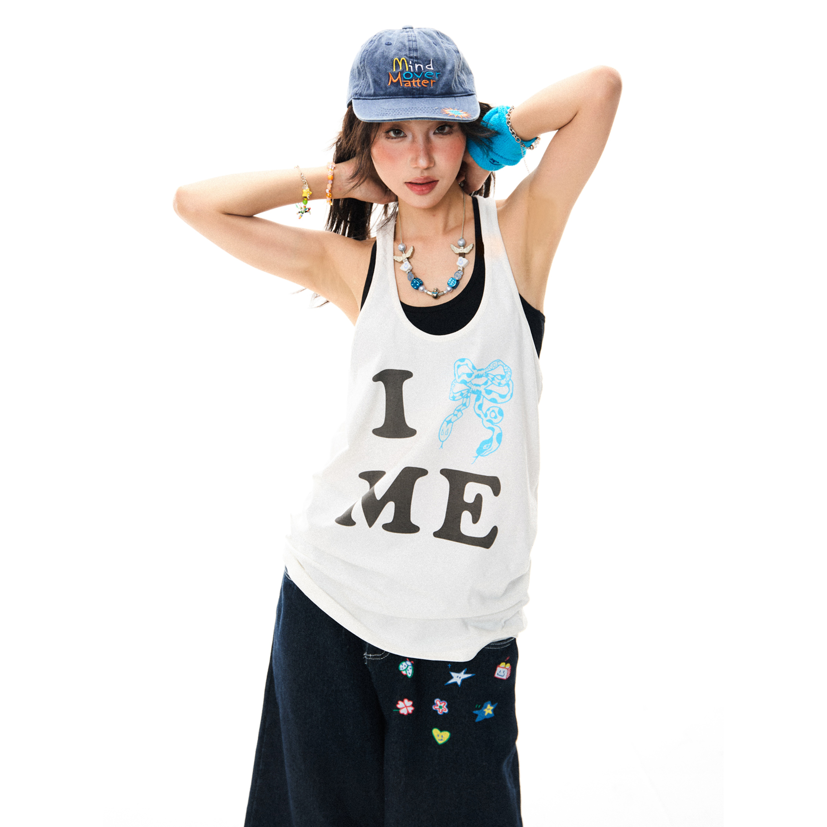 American Retro Bow Tie Tank Top for Women - Summer Casual Mid-Length Sleeveless Top, Y2K Style American Retro Bow Tie Tank Top for Women - Summer Casual Mid-Length Sleeveless Top, Y2K Style