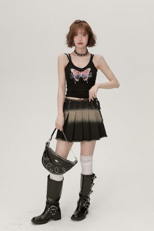 American Retro Butterfly Strap Camisole for Women - Fitted Summer Tank Top with Chest Pads, Spicy Girl Style