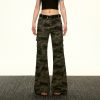American Retro Camouflage Multi-Pocket Work Pants for Women - Summer Slim Flared Wide-Leg Floor-Length Style