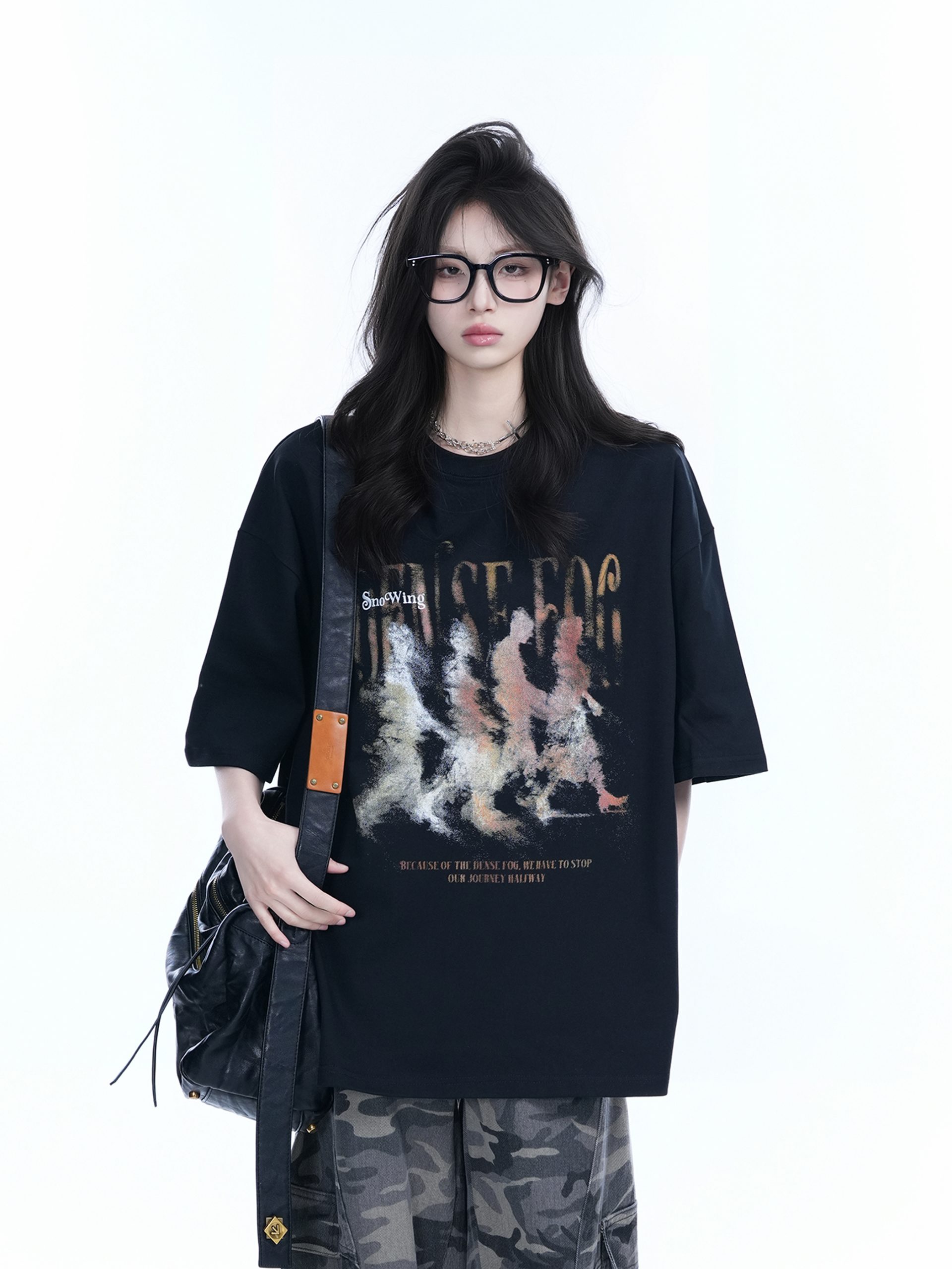 American Retro Character Black Short-Sleeve T-Shirt for Women - Summer Heavy Loose Round Neck Trendy Tee American Retro Character Black Short-Sleeve T-Shirt for Women - Summer Heavy Loose Round Neck Trendy Tee