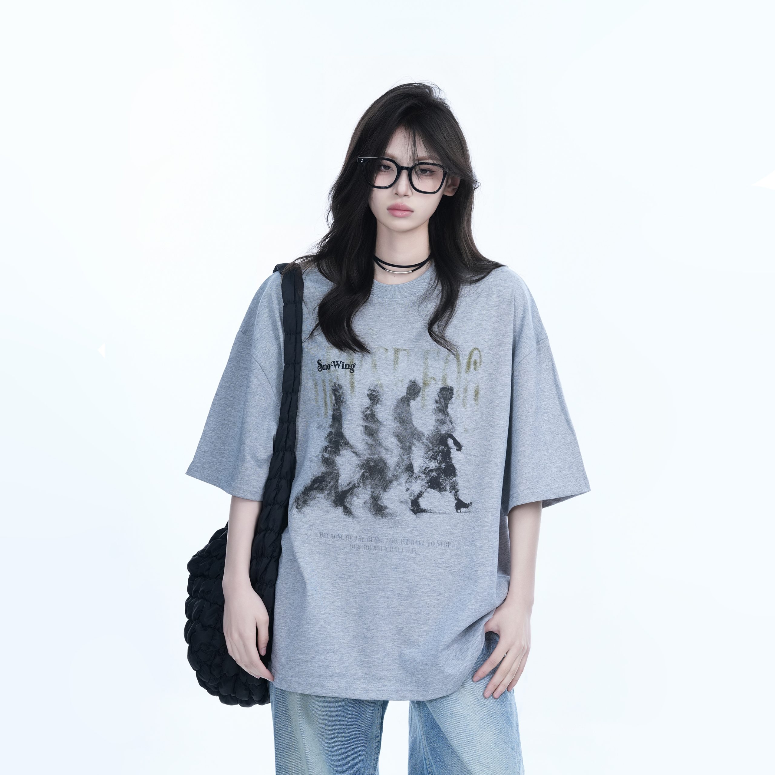 American Retro Character Black Short-Sleeve T-Shirt for Women - Summer Heavy Loose Round Neck Trendy Tee American Retro Character Black Short-Sleeve T-Shirt for Women - Summer Heavy Loose Round Neck Trendy Tee