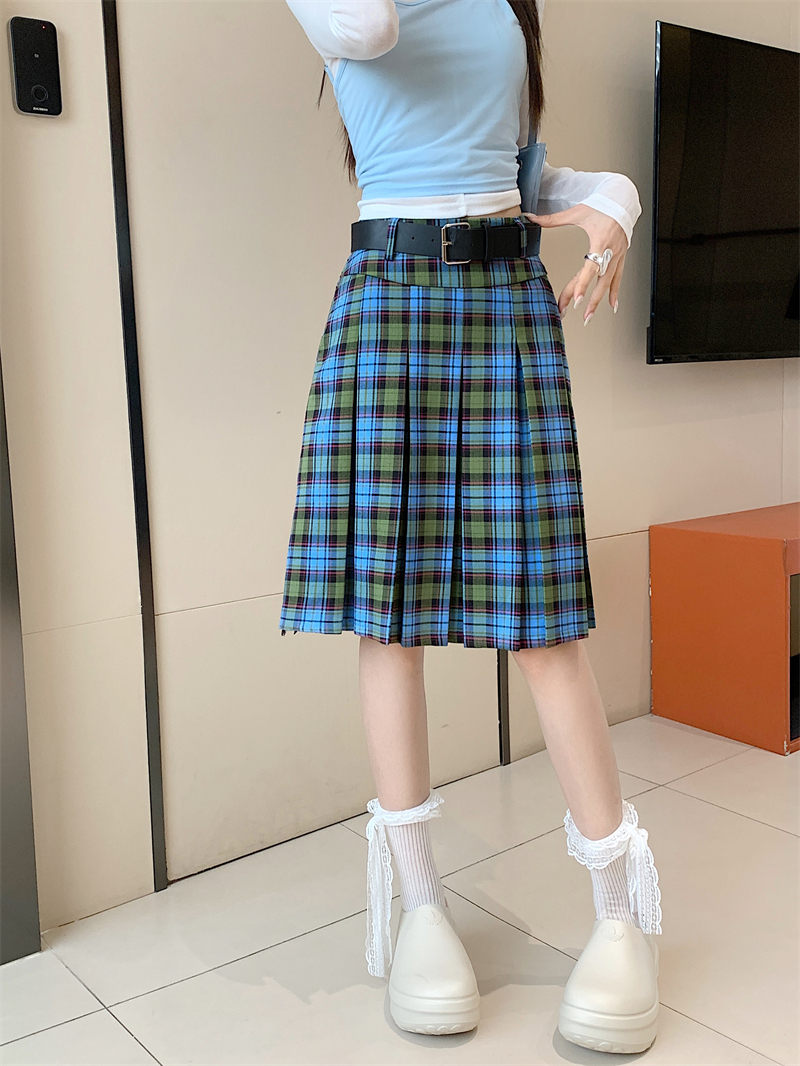 American Retro College Style Scottish Plaid Pleated Skirt - Women's Mid-Length A-Line Checkered Summer Skirt American Retro College Style Scottish Plaid Pleated Skirt - Women's Mid-Length A-Line Checkered Summer Skirt