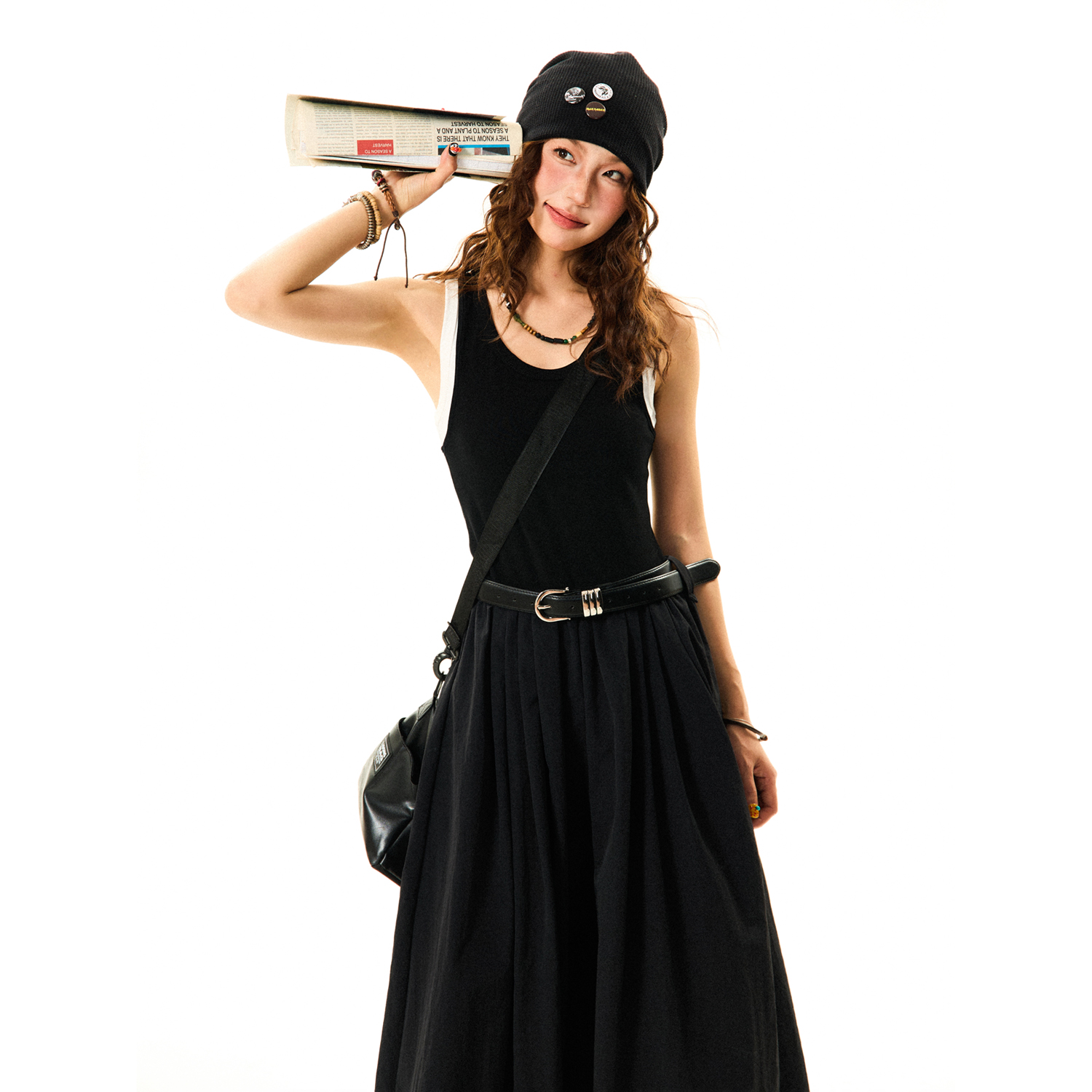 American Retro Color-Blocking A-Line Dress for Women, Summer Slim Fit Long Dress, Vintage 90s Style Fashion American Retro Color-Blocking A-Line Dress for Women, Summer Slim Fit Long Dress, Vintage 90s Style Fashion