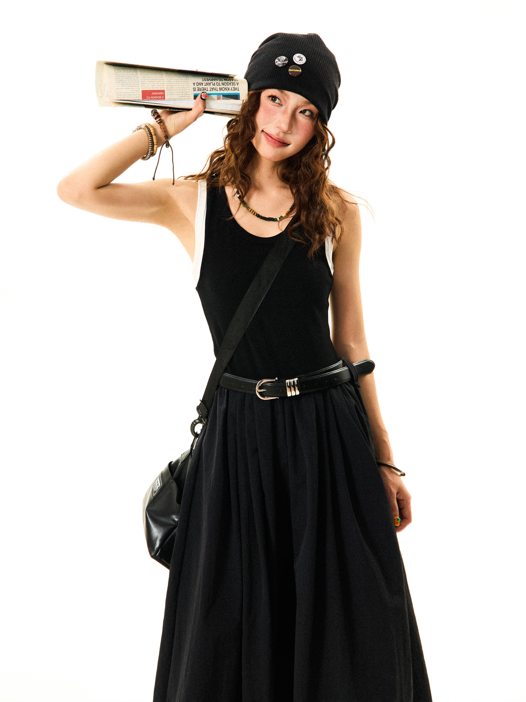 American Retro Color-Blocking A-Line Dress for Women, Summer Slim Fit Long Dress, Vintage 90s Style Fashion American Retro Color-Blocking A-Line Dress for Women, Summer Slim Fit Long Dress, Vintage 90s Style Fashion