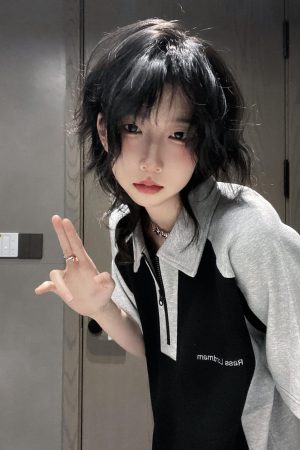 American Retro Color-Blocking Heavyweight Polo T-Shirt for Women - Short Sleeve Summer College Style Top