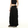 American Retro Cuffed Hip-Hop Cargo Pants for Men - Wide-Leg Floor-Length Streetwear Parachute Style Casual Trousers