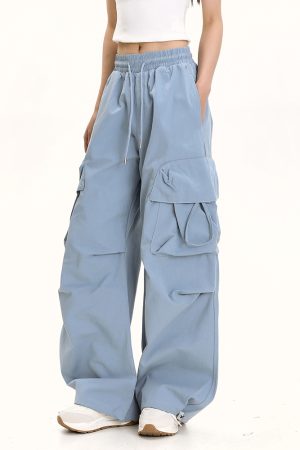 American Retro Dance Cargo Pants for Women - Summer Loose Casual Jazz Wide-Leg Pants in Draped Style
