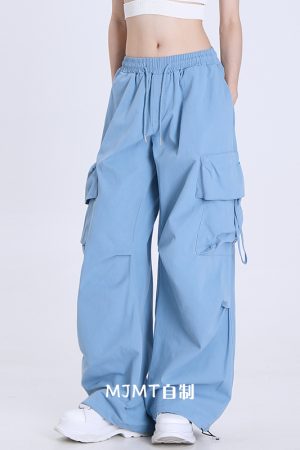 American Retro Dance Cargo Pants for Women - Summer Loose Casual Jazz Wide-Leg Pants in Draped Style