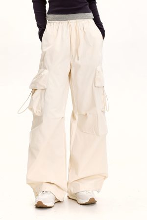 American Retro Dance Cargo Pants for Women - Summer Loose Casual Jazz Wide-Leg Pants in Draped Style