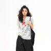 American Retro Design Boxy Shoulder T-Shirt for Women - Summer Slim-Fit Short Sleeve Top, Versatile 90s Style